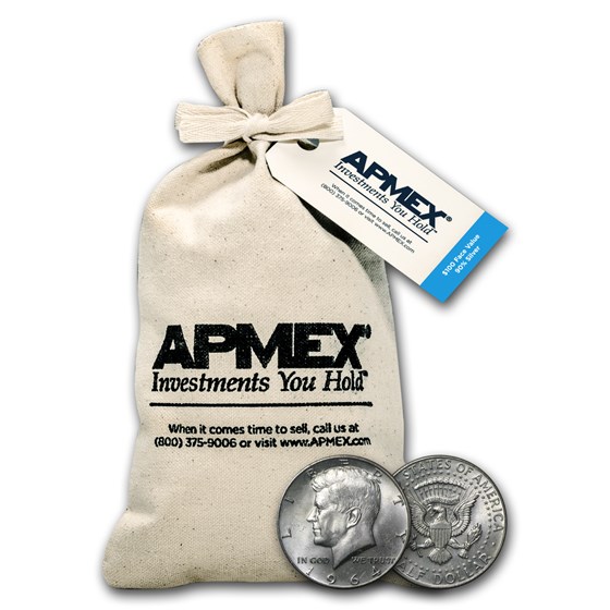 90% Silver Kennedy Half-Dollars $100 Face Value Bag (1964) 90% Silver Kennedy Half-Dollars $100 Face Value Bag (1964)